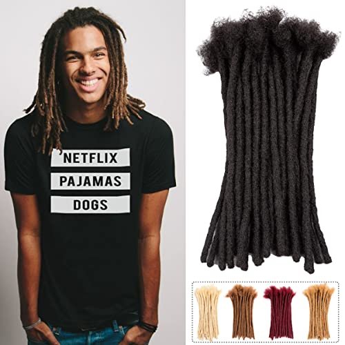 Teresa Medium 0.8cm & Small 0.4cm Width 12 Inch 70 Strands 100% Human Hair Dreadlock Extensions for Men/Women/Kids 0.8cm Width Full Hand-made Permanent Dread Locs Extensions Human Hair Can Be Dyed ,Curled and Bleached,Natural Black