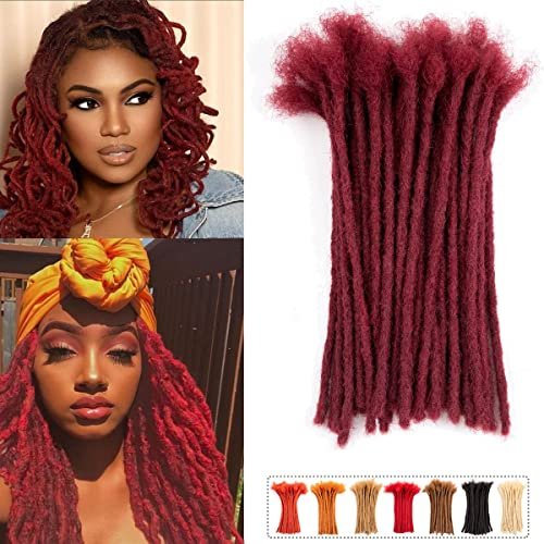 Teresa Small 0.4cm and 0.8cm Width 100% Human Hair Dreadlock Extensions for Men/Women/Kids Full Hand-made Permanent Dread Locs Human Hair Can be Dyed and Bleached,From JiaJia Hair(8 Inch-70Strands,Burg Color)