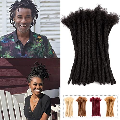 Teresa 8 Inch 100 Strands 100% Human Hair Dreadlock Extensions for Men/Women/Kids 0.8cm Width Full Hand-made Permanent Dread Locs Extensions Human Hair Can Be Dyed,Curled and Bleached,Natural Black