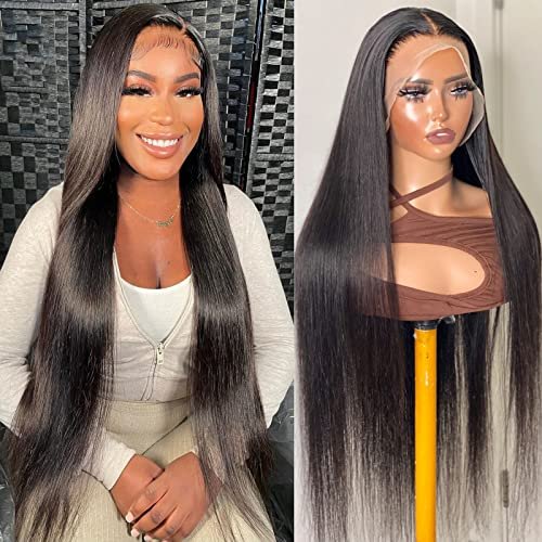 VIPbeauty 13×6 HD Straight Lace Front Wigs Human Hair Wigs for Women 180% Density 12A Brazilian Virgin Hair Straight Lace Frontal Wigs Pre Plucked with Baby Hair Natural Color 24 Inch