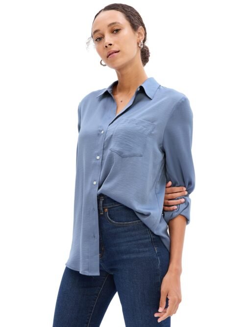 GAP Women’s Long Sleeve Button-Down Blouse Easy Shirt