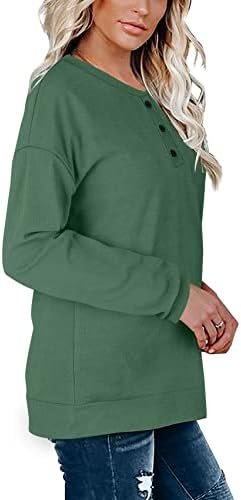 OFEEFAN Womens Casual Sweatshirts Henley Button Up Long Sleeve Tunic Tops