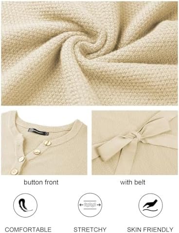 MEROKEETY Women’s 2023 Long Sleeve Button V Neck Sweater Dress Casual Fall Loose Knit Maxi Dress