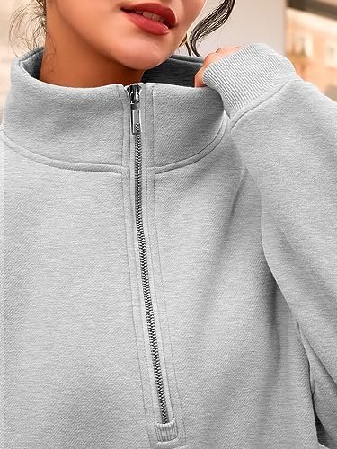 Trendy Queen Half Zip Pullover Womens Oversized Hoodies Quarter Zip Sweatshirts 2023 Fall Outfits Winter Clothes With Pockets