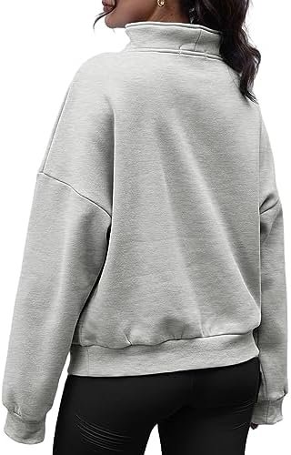 Trendy Queen Sweatshirts Half Zip Pullover Quarter Zip Oversized Hoodies Sweaters Fall Outfits 2023 Y2K Winter Clothes