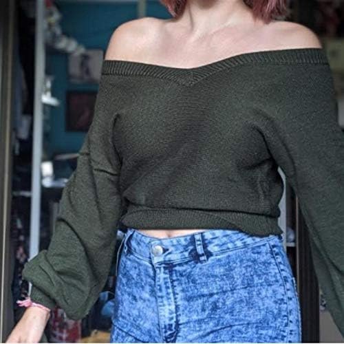 ZAFUL Women’s Raglan Long Sleeve Double Side V Neck Short Sweater Casual Solid Cropped Knit Top Pullovers